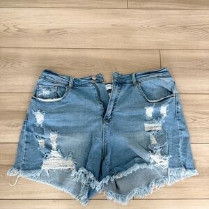Wax Jean 2X Distressed Cutoff Shorts Light Wash